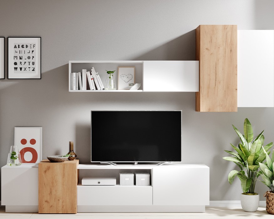 Meuble TV ALMOSA ensemble séjour tendance KAMAZZA Meuble TV ALMOSA ensemble séjour tendance KAMAZZA