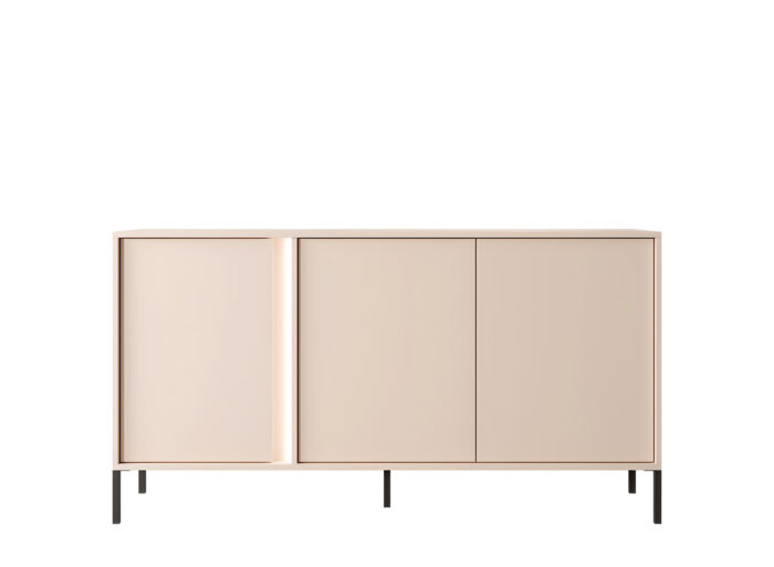 Buffet bas 3 portes pieds métal 155 cm Beige – LIXIA