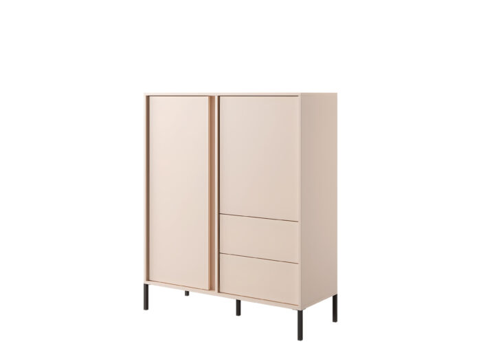 Buffet haut beige 2 portes 2 tiroirs 125 cm – LIXIA