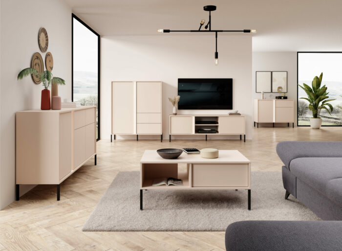 Salon complet avec buffet meuble télé 155 cm et table basse – LIXIA