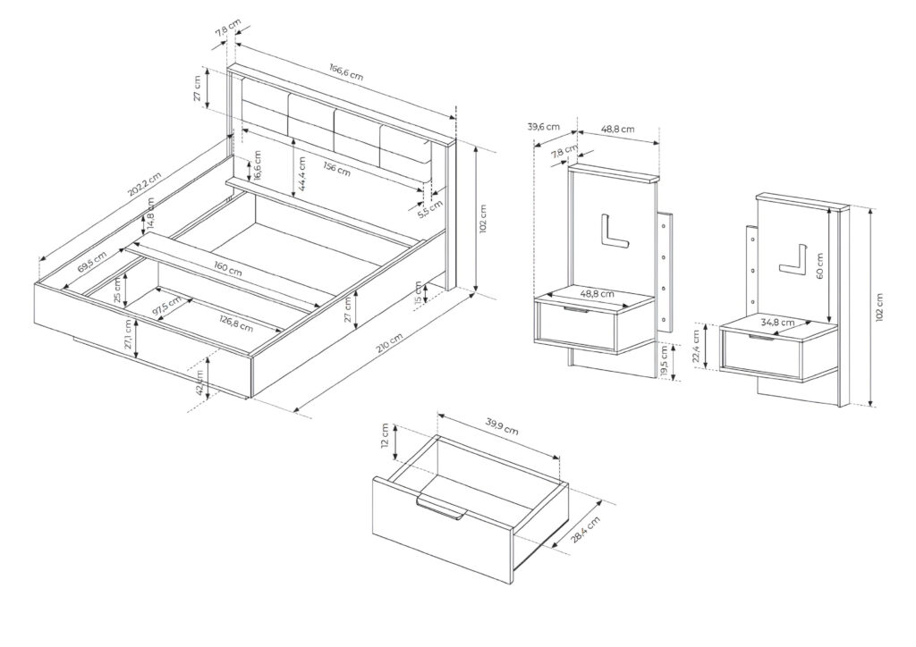 Schéma du lit coffre LONDON KAMAZAA