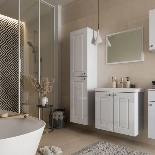 Meuble de Salle de Bain 2 portes 60 cm Blanc – ROMA