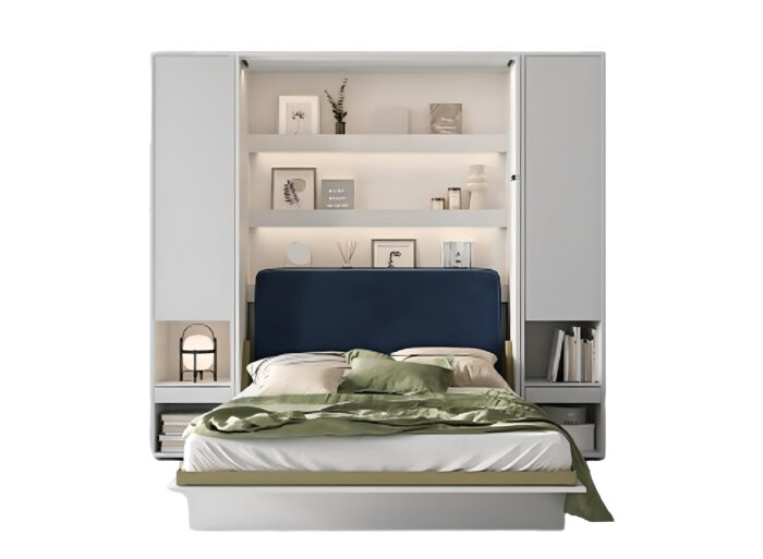 Lit escamotable avec rangements et tête de lit ouverture pneumatique – SMART