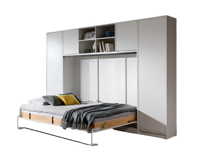 Lit escamotable armoire intégré horizontal 140 x 200 cm ouverture à ressort – ZEN