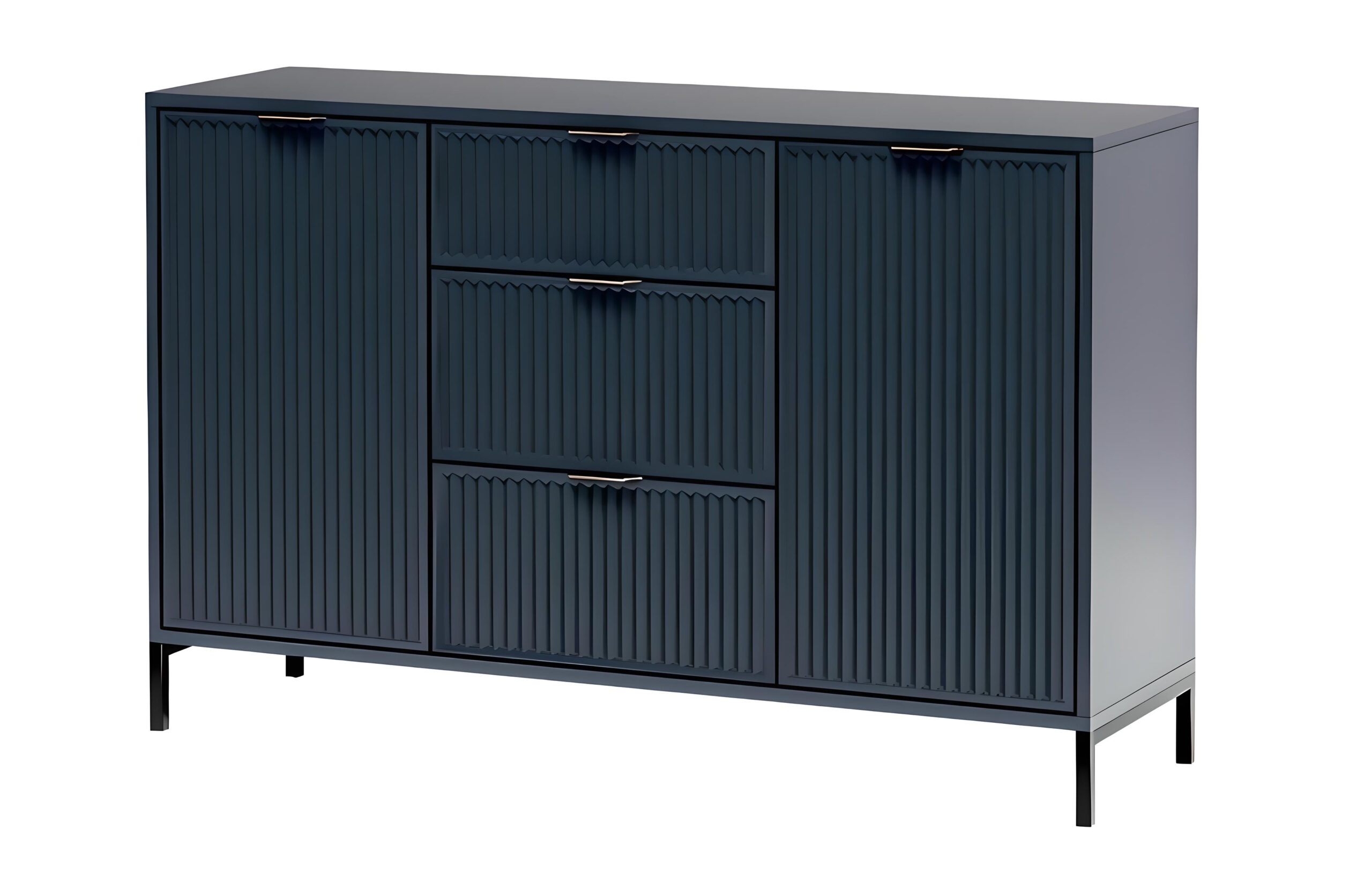 Buffet 2 portes 3 tiroirs avec étagères 135 cm KELLY bleu KAMAZZA