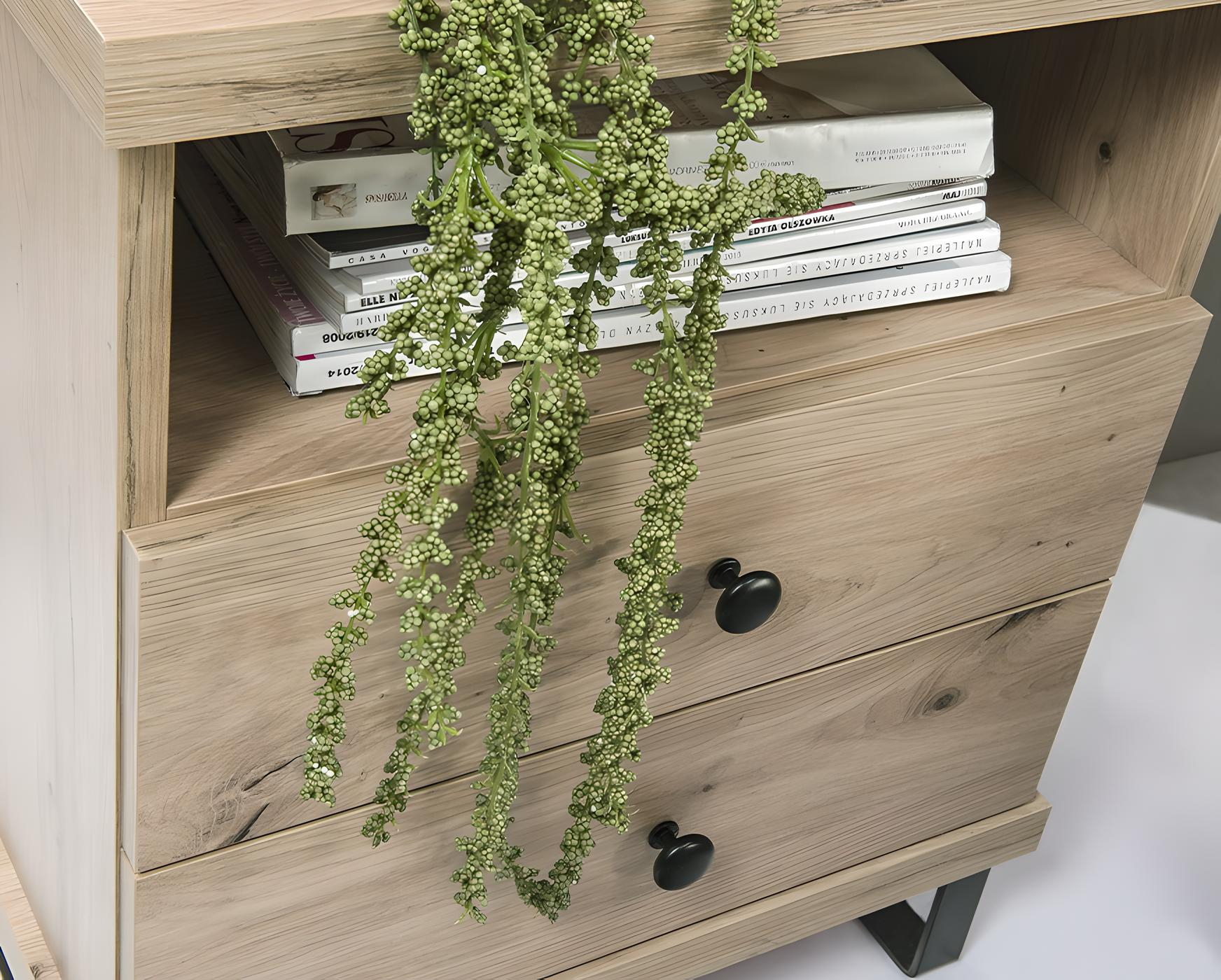 Compacte et chic Table de chevet ZEBRA avec pieds métal, 48 cm Compacte et chic Table de chevet ZEBRA avec pieds métal, 48 cm