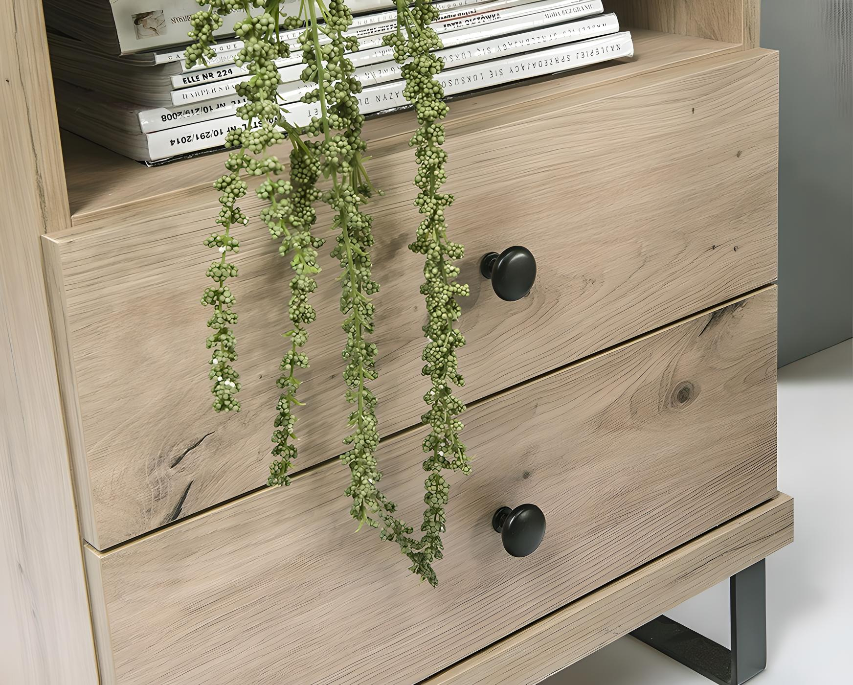 ZEBRA 48 cm Design avec pieds métal, 2 tiroirs, 1 étagère ZEBRA 48 cm Design avec pieds métal, 2 tiroirs, 1 étagère