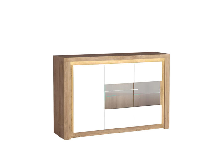 Buffet 3 portes Blanc et Chêne 145 cm – ADEL