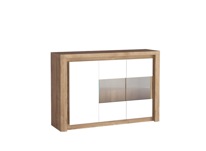 Buffet 3 portes Blanc et Chêne 145 cm – ADEL