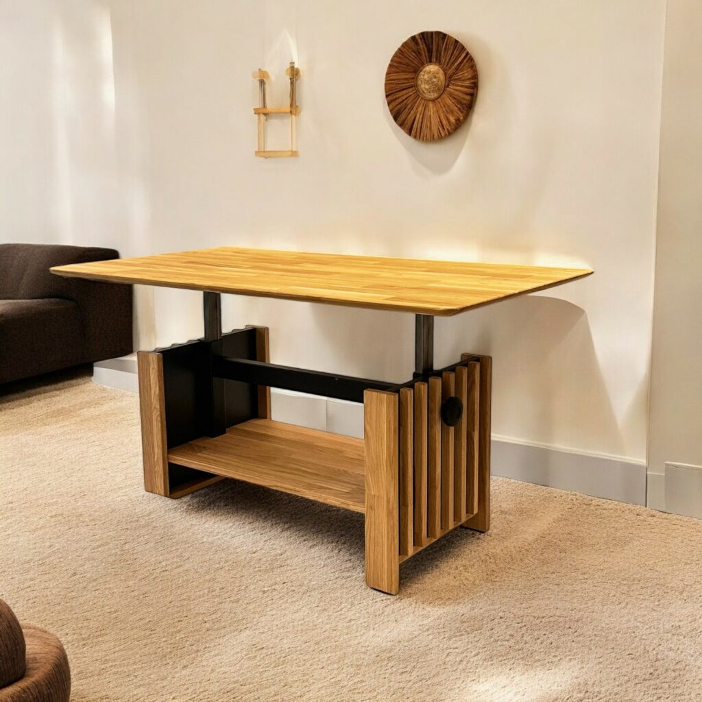 KAMAZZA table basse relevable bois massif de chêne