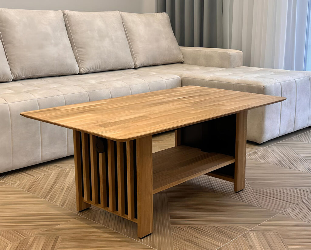 Table basse relevable bois massif de chêne ELIA fabrication européenne par KAMAZZA