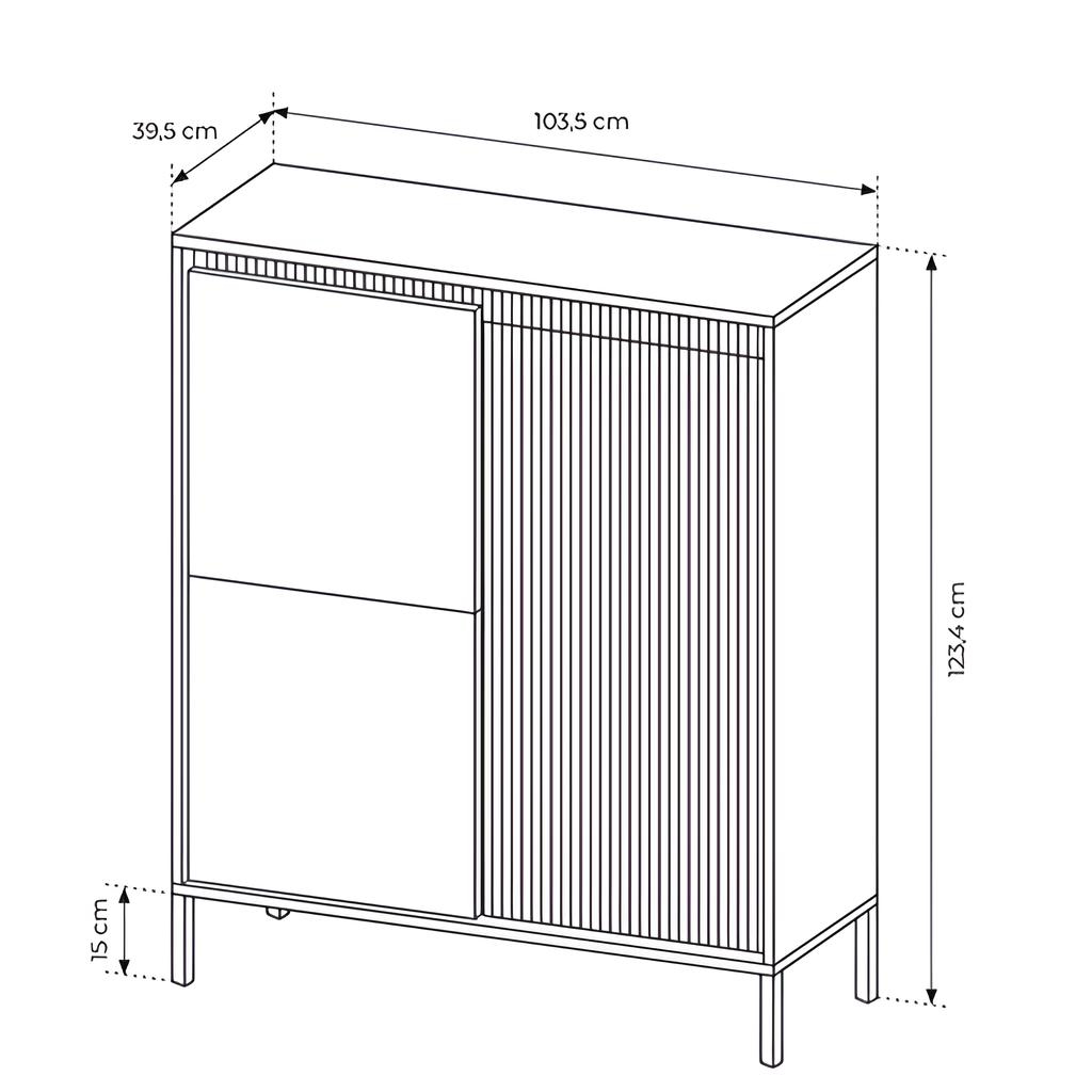 Dimensions extérieure Buffet haut 3 portes 103,5 cm ROMANE
