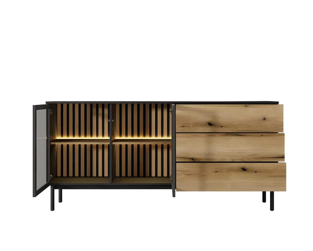 Buffet 2 portes 3 tiroir Éclairage LED intégré pour une ambiance moderne