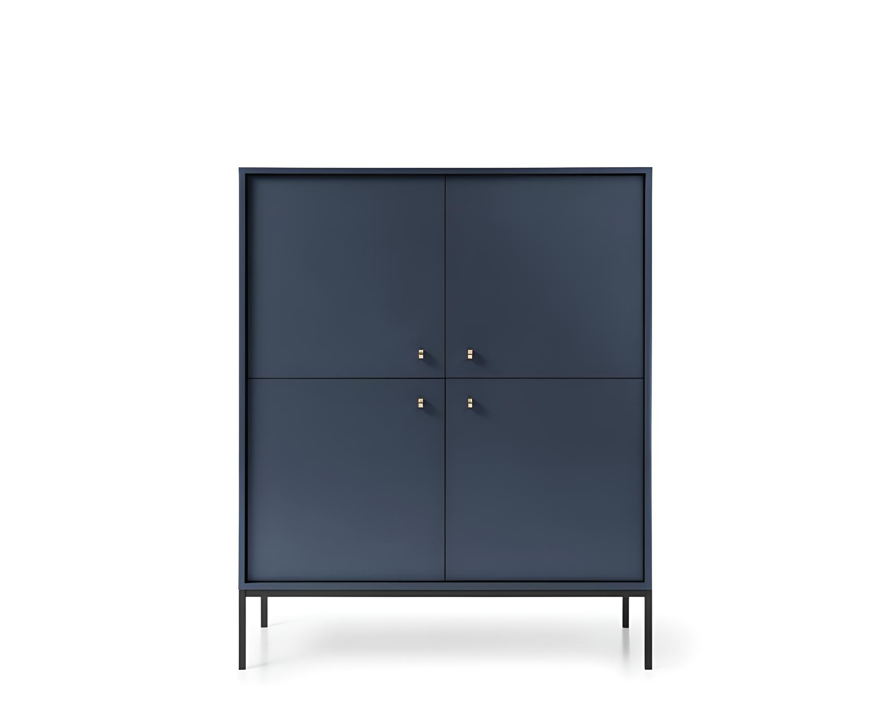 Le buffet se distingue par ses pieds en métal noir et sa finition bleu mat - Kamazza Le buffet se distingue par ses pieds en métal noir et sa finition bleu mat-Kamazza