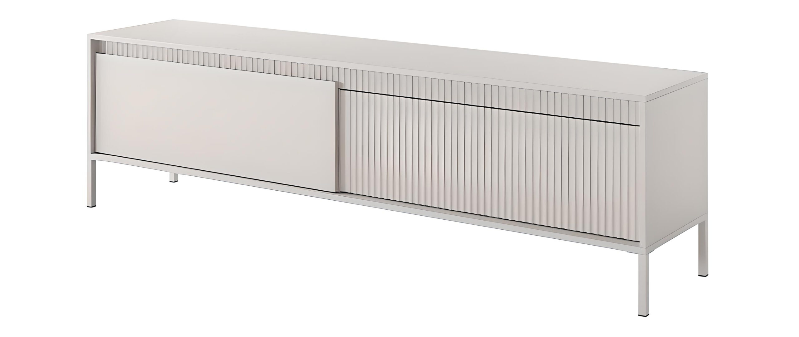 ROMANE Meuble télé beige de 187 cm, offrant 2 portes, 2 étagères fabrication européenne KAMAZZA