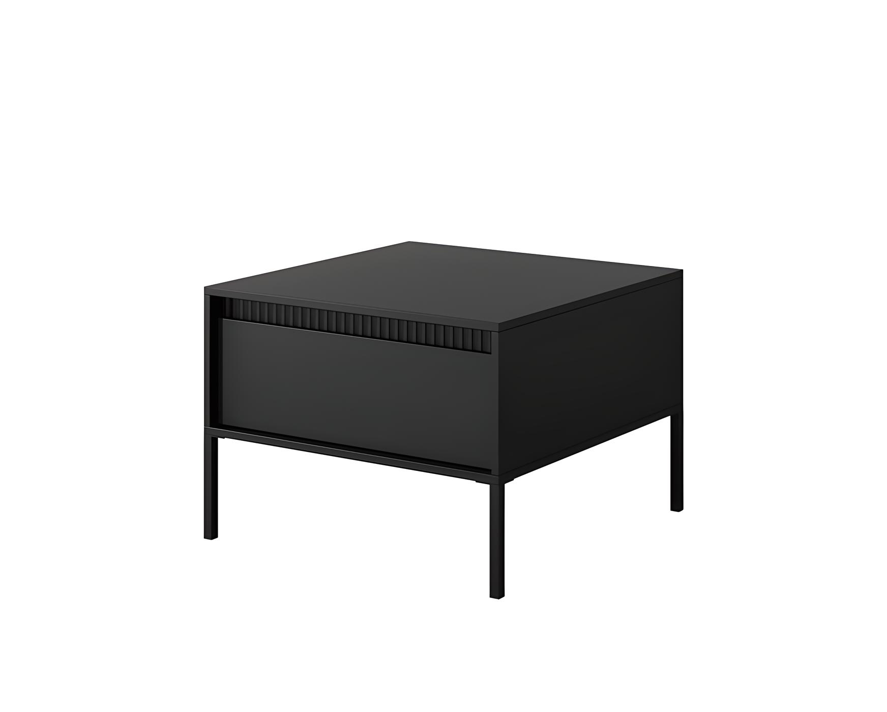 Table basse noire de 68 cm ROMANE, 1 tiroir pour un rangement discret et une ambiance contemporaine Table basse noire de 68 cm ROMANE, 1 tiroir pour un rangement discret et une ambiance contemporaine