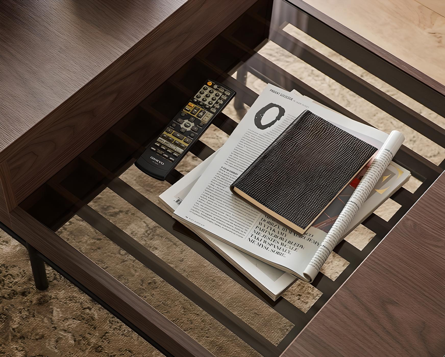 Avec ses compartiments cachés et son large plateau, la table basse CARENNE est l'accessoire idéal