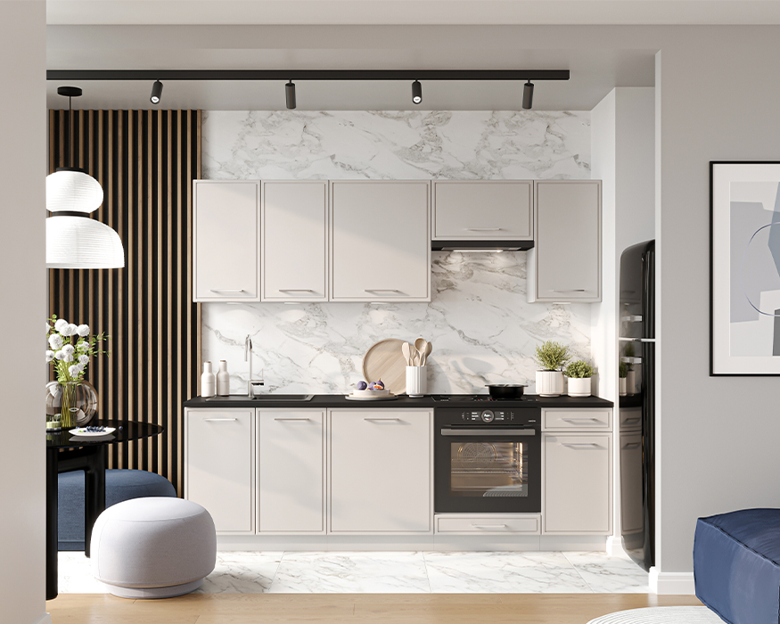 Gagner de la place dans son intérieur de cuisine avec cette cuisine complète ELMA 240 cm