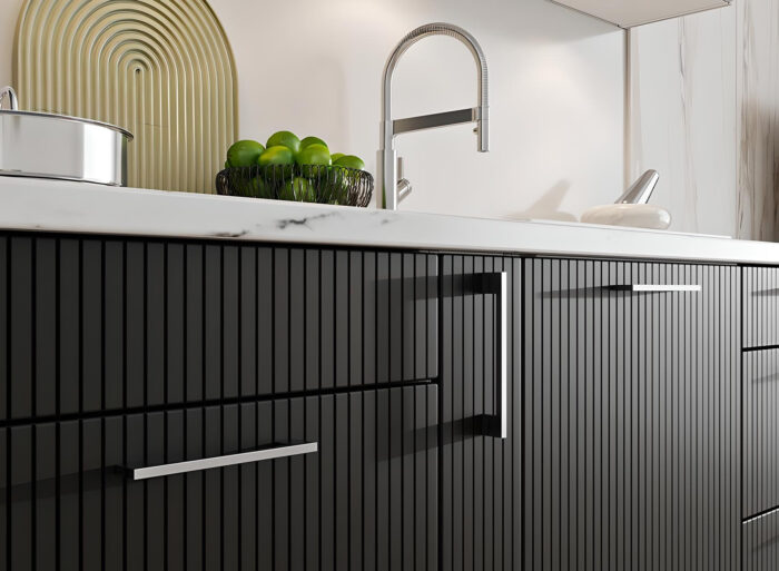 Cuisine complète emplacement four encastrable 270 cm couleur noire et blanc – KATIA