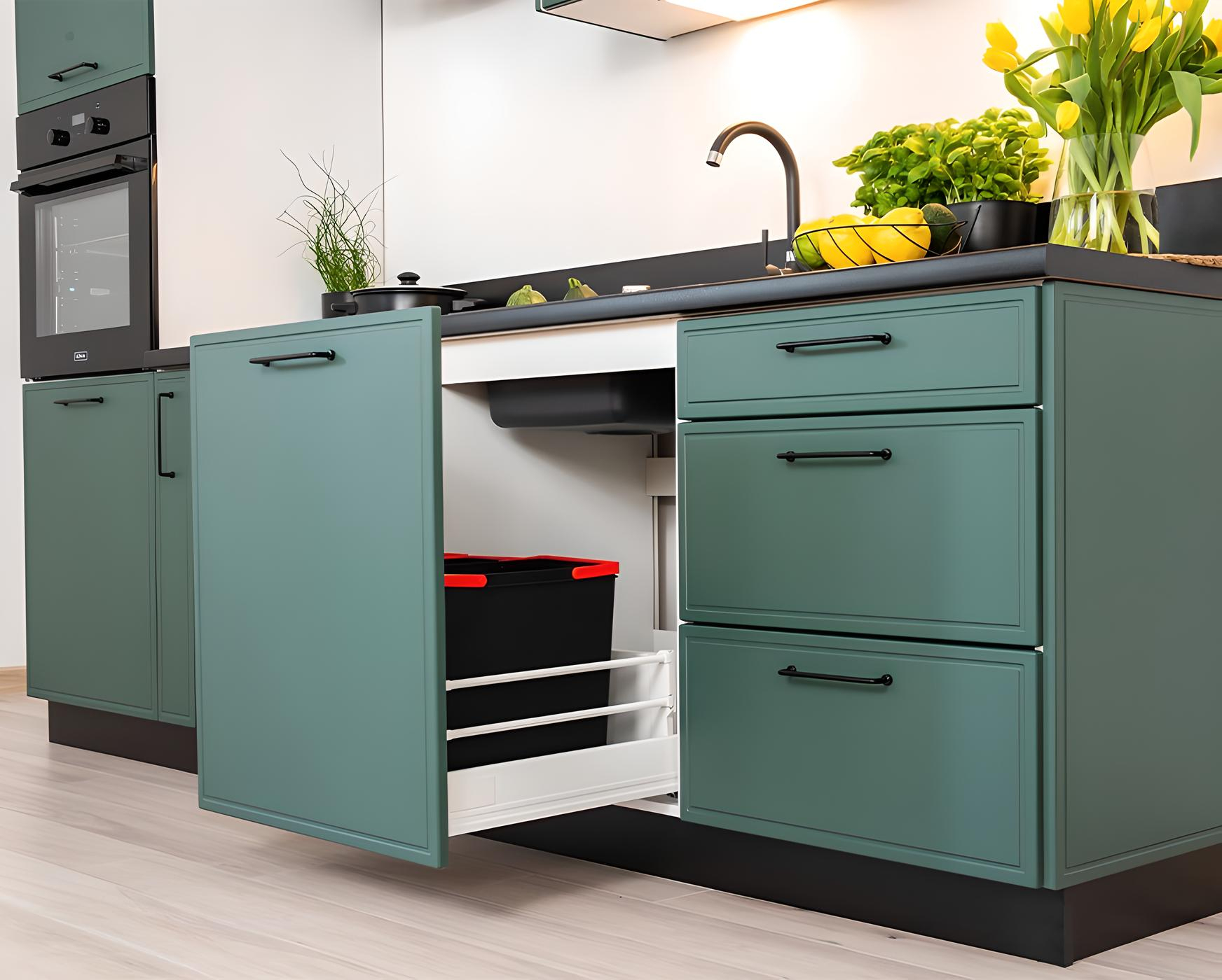 une solution élégante et fonctionnelle pour tous vos besoins culinaires uisine complète option four et lave-vaisselle encastrable verte 270 cm LYNN une solution élégante et fonctionnelle pour tous vos besoins culinaires uisine complète option four et lave-vaisselle encastrable verte 270 cm LYNN