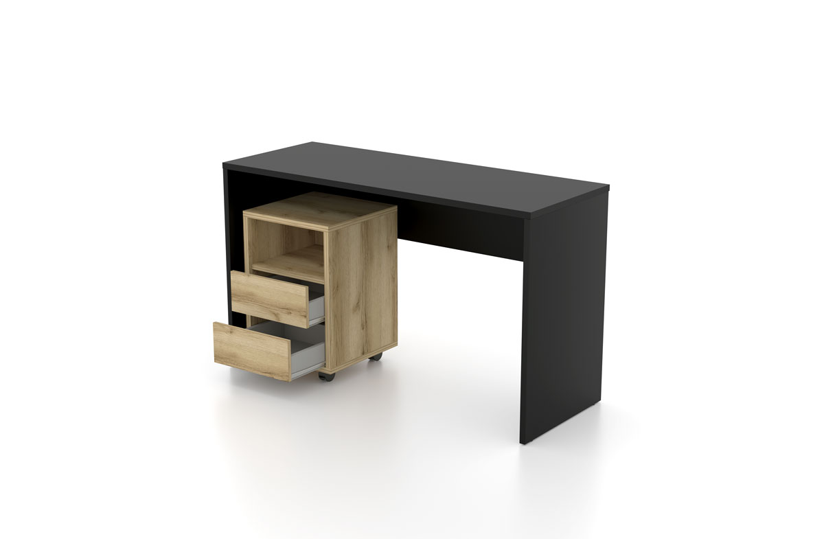 KAMAZZA - Bureau novateur et design avec tiroirs noir LENA