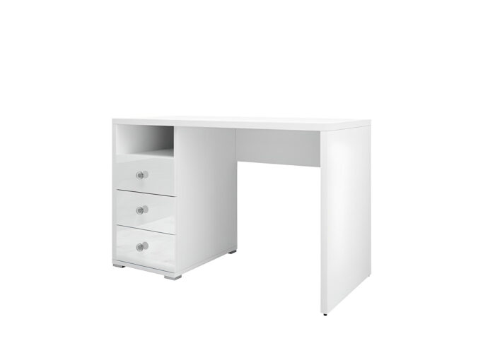 Bureau 3 tiroirs 1 étagère Blanc 120 cm – MILA