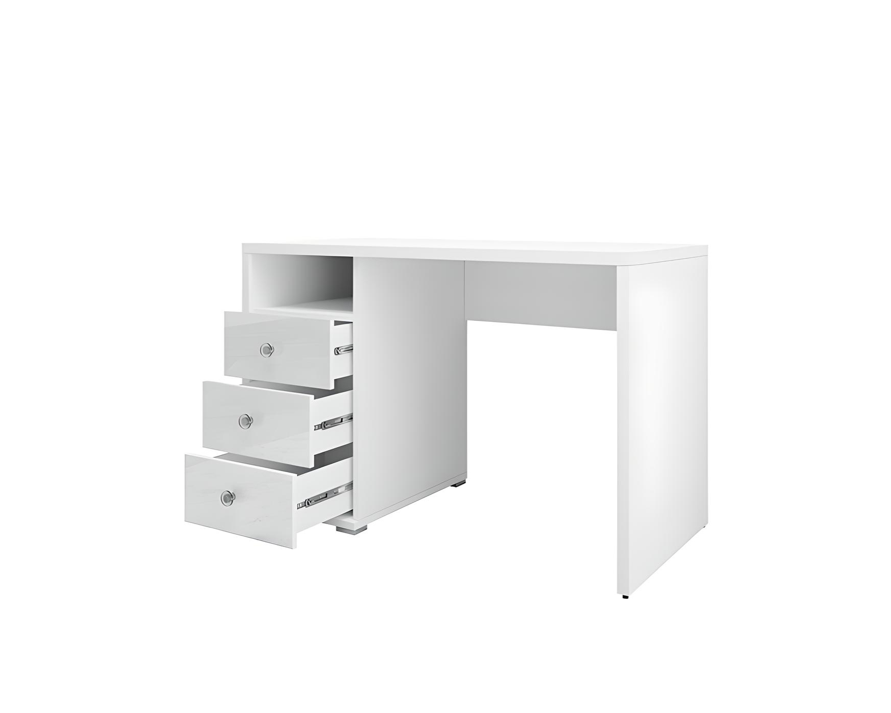 Les trois tiroirs spacieux du bureau MILA permettent de ranger vos fournitures de bureau et documents en toute simplicité Les trois tiroirs spacieux du bureau MILA permettent de ranger vos fournitures de bureau et documents en toute simplicité