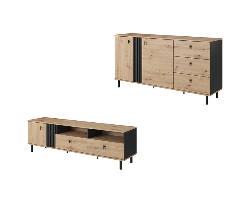 Salon complet avec buffet et meuble télé 170 cm – DUSTY Salon complet avec buffet et meuble télé 170 cm – DUSTY