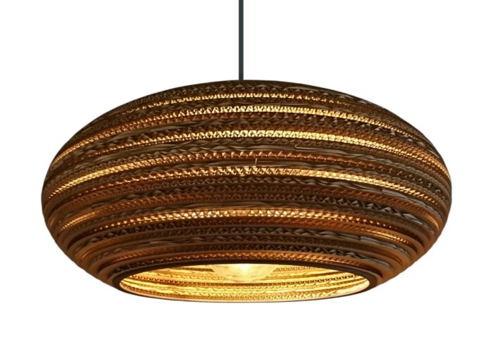 Suspension design ovale en carton recyclé et bois –  ELIPS