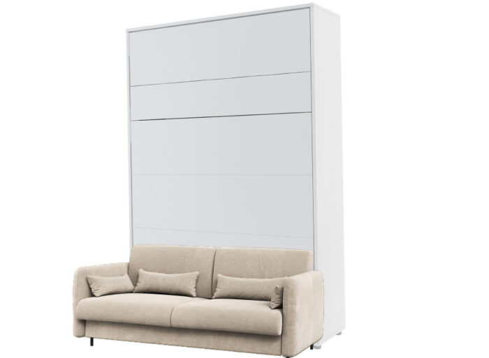 Lit escamotable canapé intégré beige velours- SMART