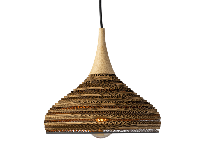Suspension luminaire bois et carton recyclé diamètre 31cm – NORMA