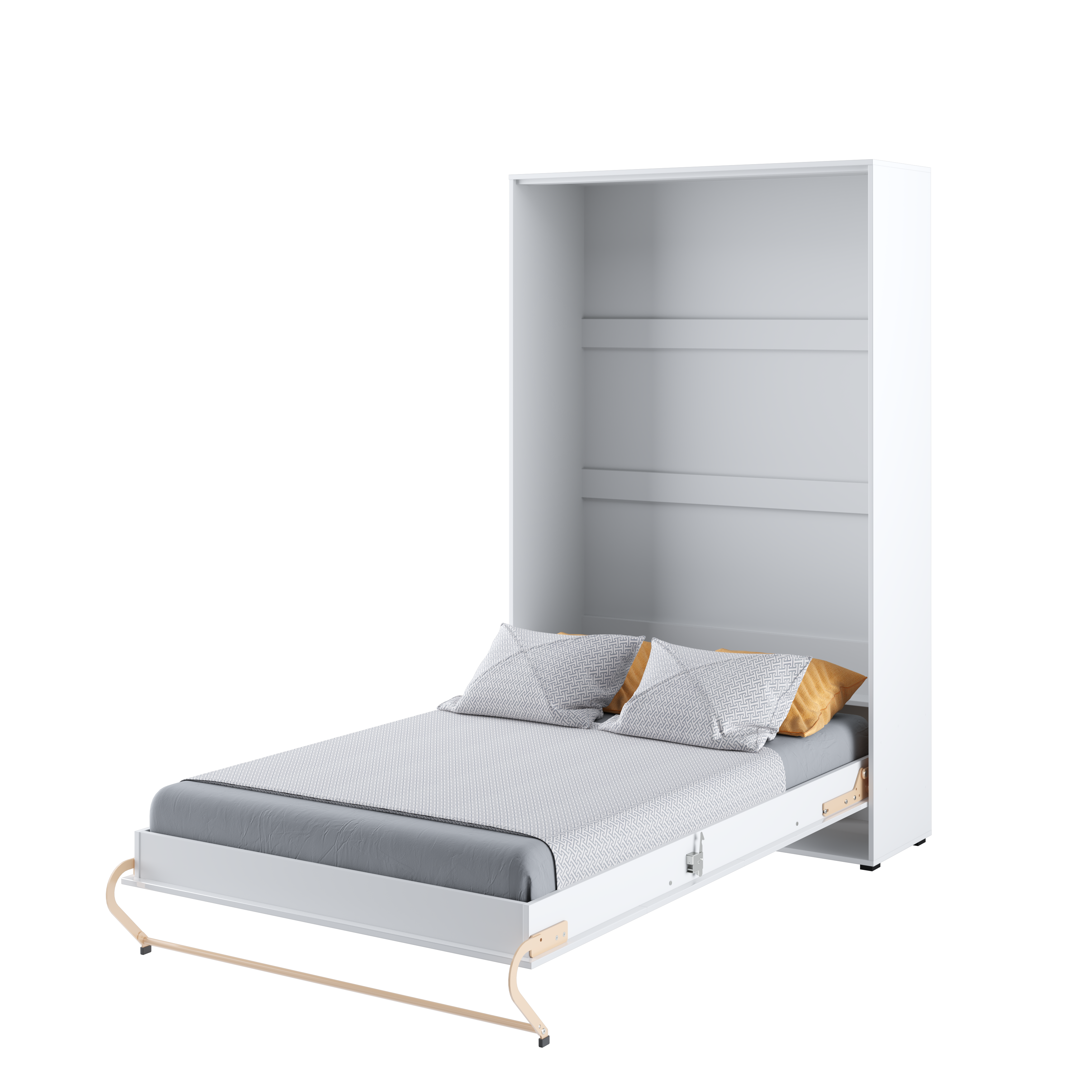 CP2BIP_02 Lit escamotable 1 place vertical 120x200 - GAIN - blanc brillant ouvert