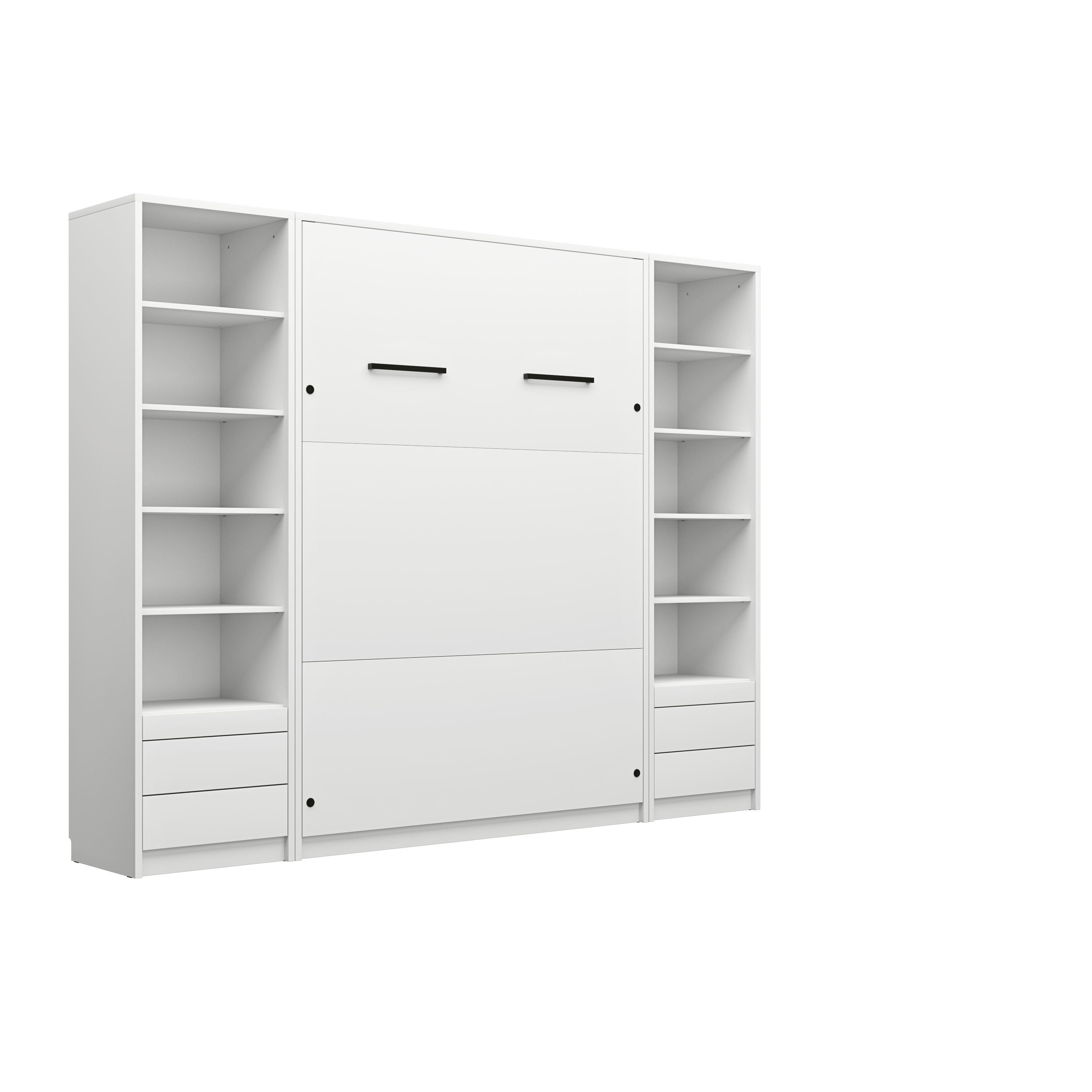 blanc fermé lit escamotable et bibliothèque - LOLITA - blanc fermé