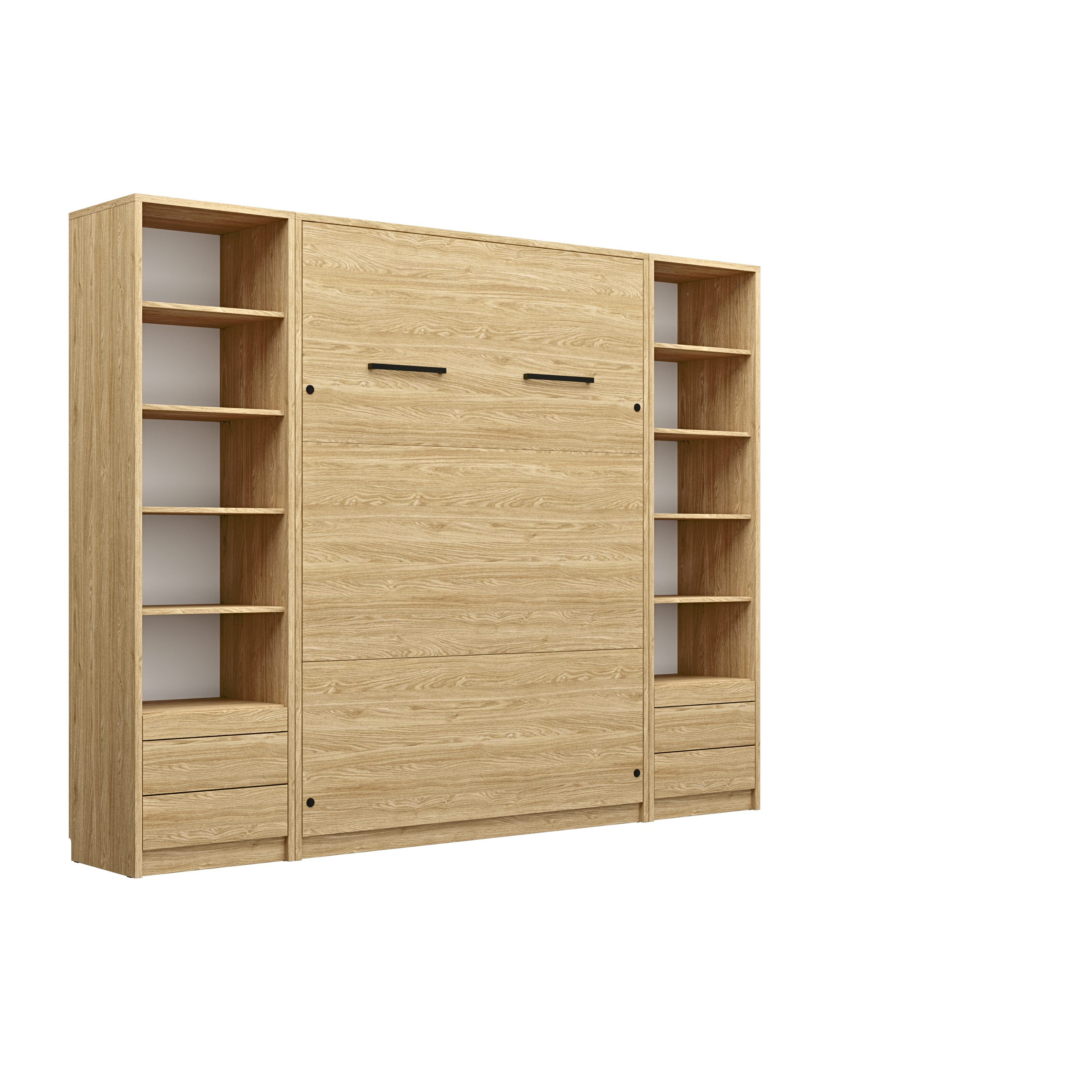 bois fermé lit escamotable et bibliothèque - LOLITA - bois fermé