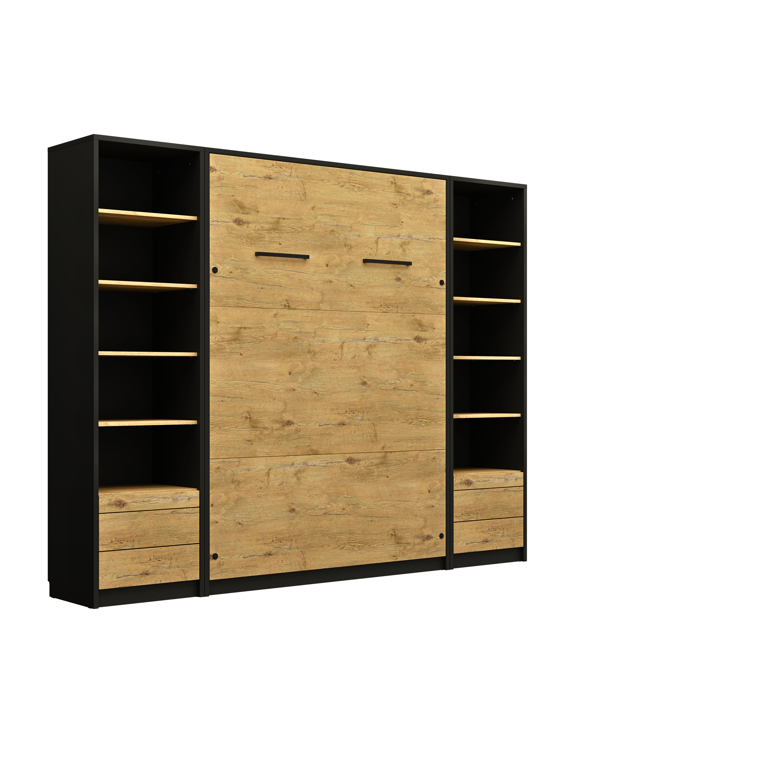 noir fermé lit escamotable et bibliothèque - LOLITA - noir fermé