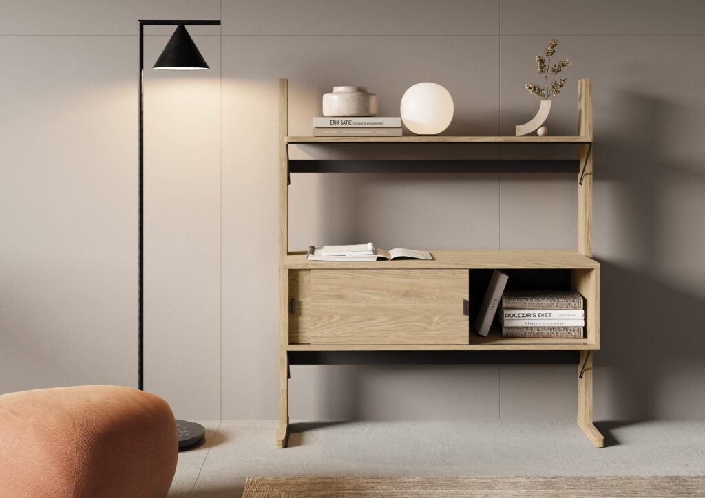 Étagère en bois gain de place 2 niveaux OLLIE - ambiance