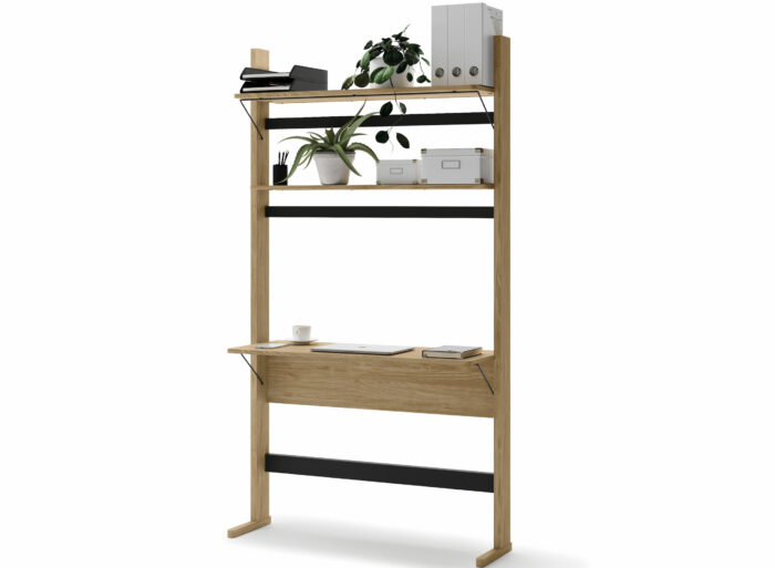 Bureau avec étagère intégrée – 2 niveaux, 1 plan de travail – OLLIE