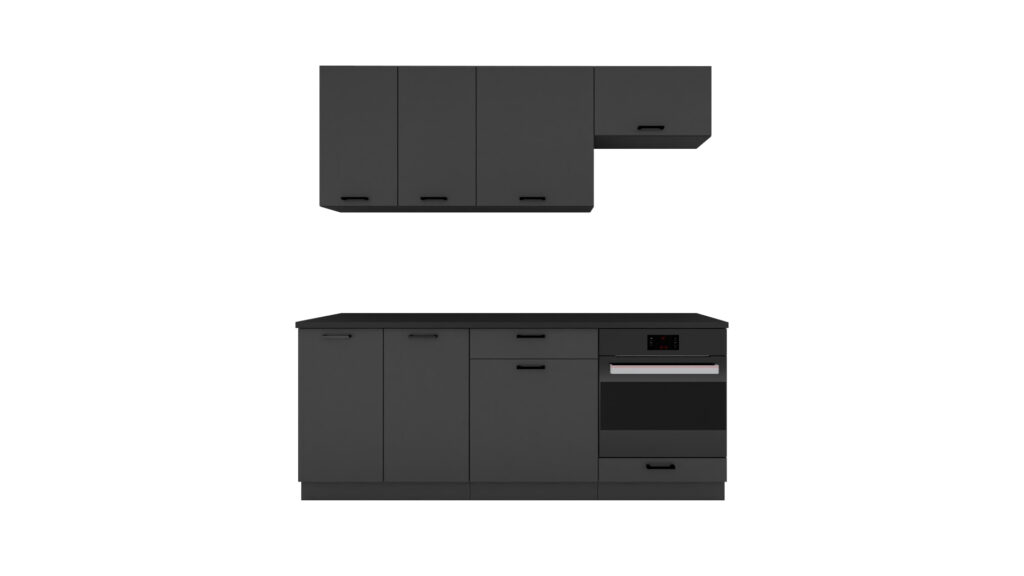 Kichenette studio 200 cm ALLIA - noir photo présentation