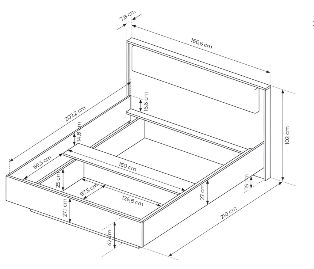Lit coffre 160x200 cm avec chevets intégré et commode - AVA