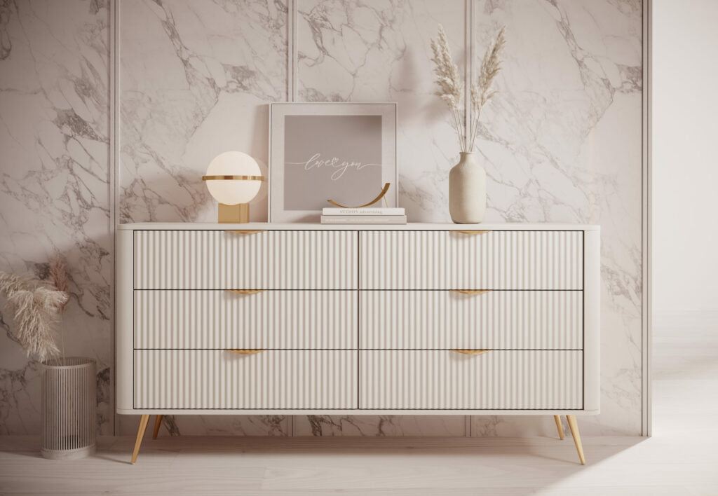 Lit coffre 160x200 cm avec chevets intégré et commode - ASTA