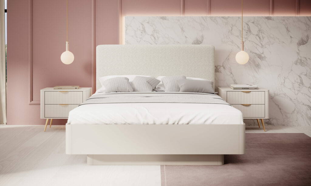 Lit coffre 160x200 cm avec chevets intégré, - ASTA