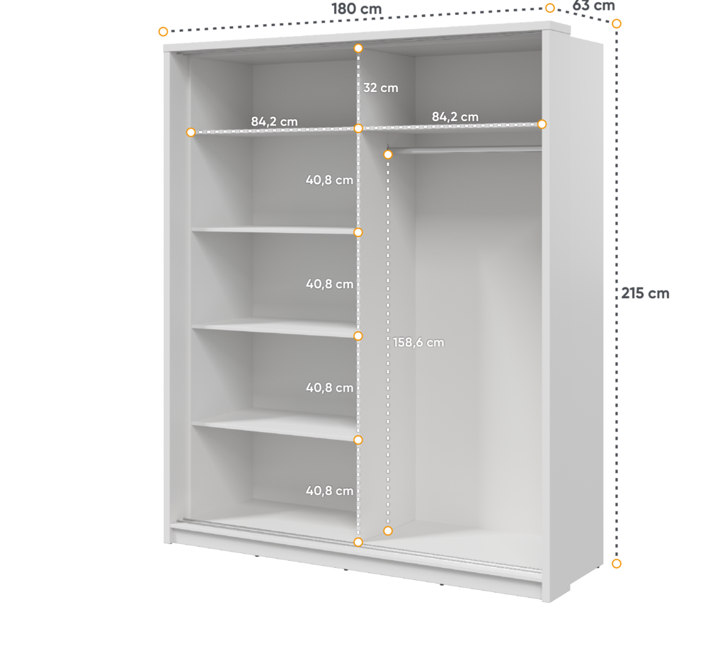 Armoire 2 portes avec étagères – MALIA