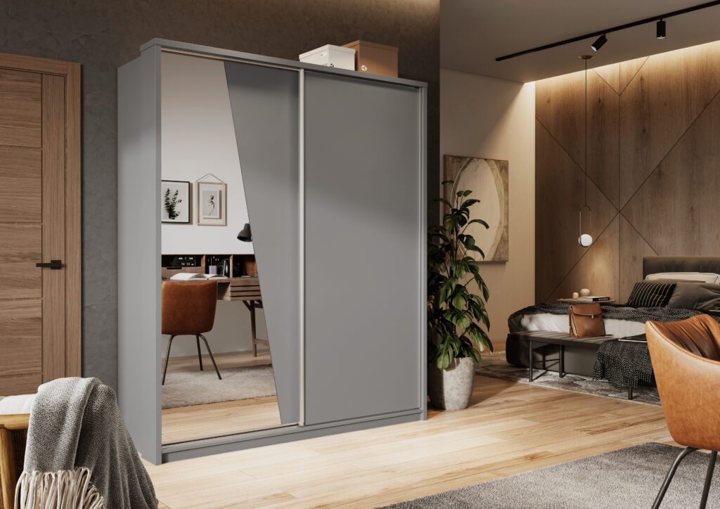 Armoire 2 portes avec miroir KAMAZZA