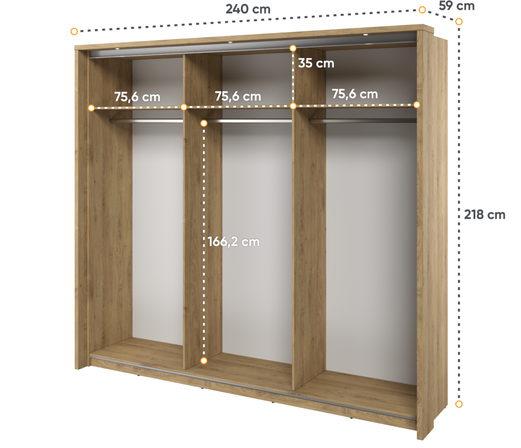 LINA – Armoire penderie et étagère avec miroir